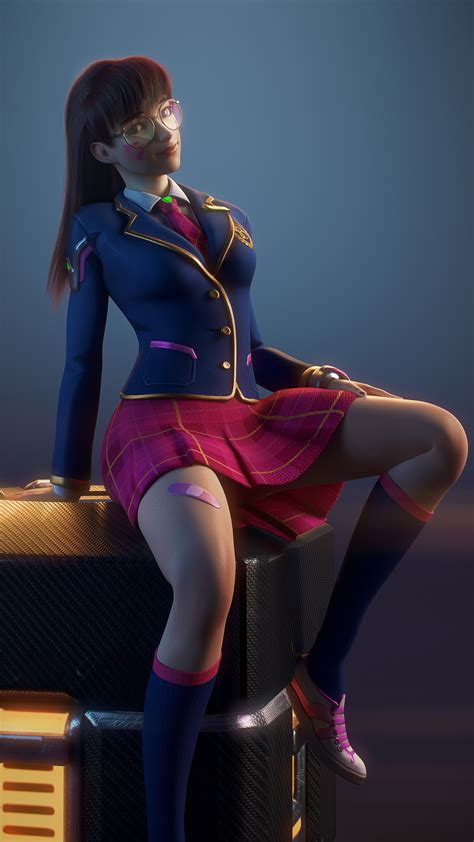 d va schoolgirl|Overwatch .